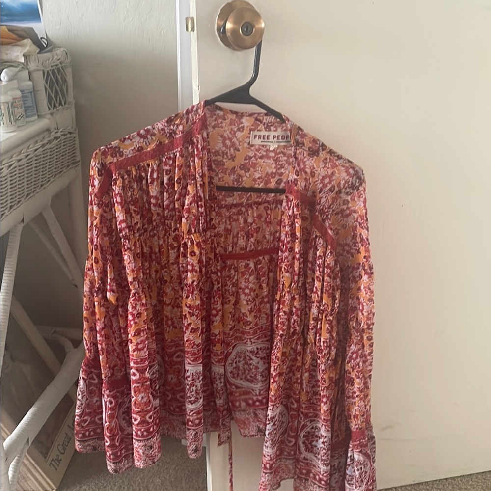 Free People Red Floral Kimono